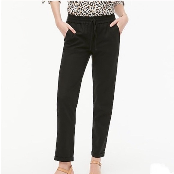 J Crew Factory Black Linen Cotton Drawstring Pants - Picture 1 of 6